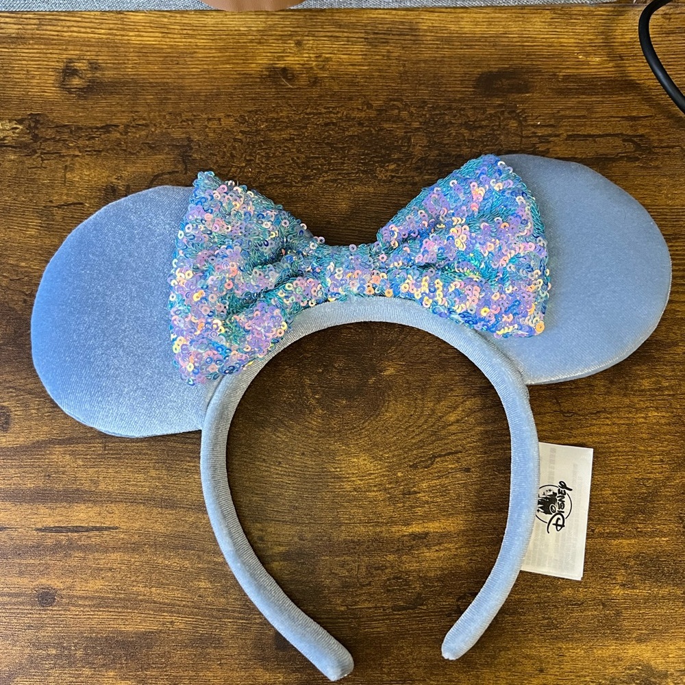 Disney Blue Sequin Bow Mouse Ears Headband